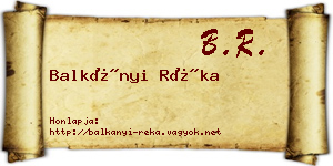 Balkányi Réka névjegykártya